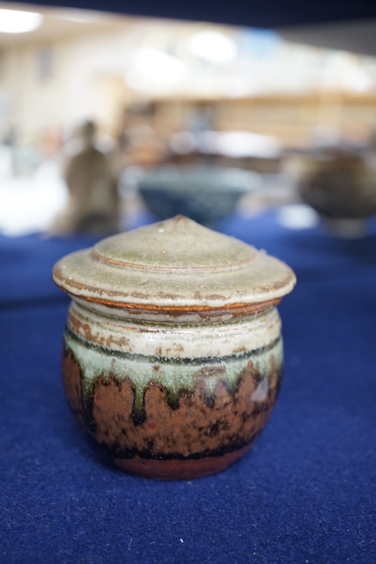 Richard Batterham (1936-2021). a Stoneware art pottery pot and conical cover, 8cm high. Condition - good